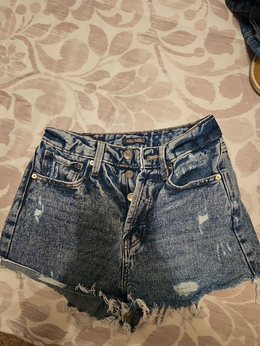Wild Fable High-Waist Distressed Denim Shorts - Blue